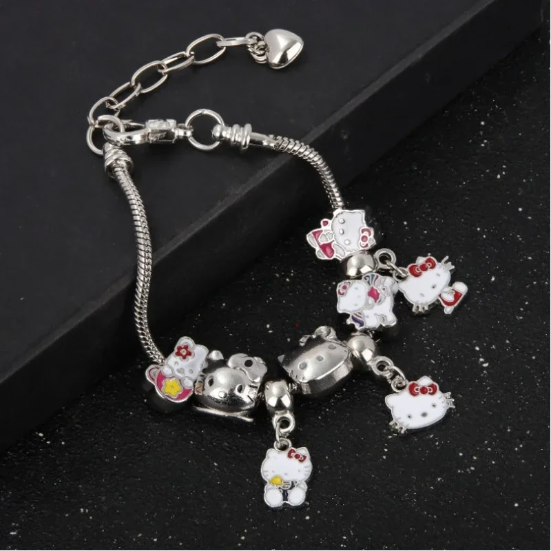 Sanrio dibujos animados Anime lindo Hello Kitty Stitch DIY pulsera galvanizada mejor amigo regalo de cumpleaños bolsa OPP embalaje independiente