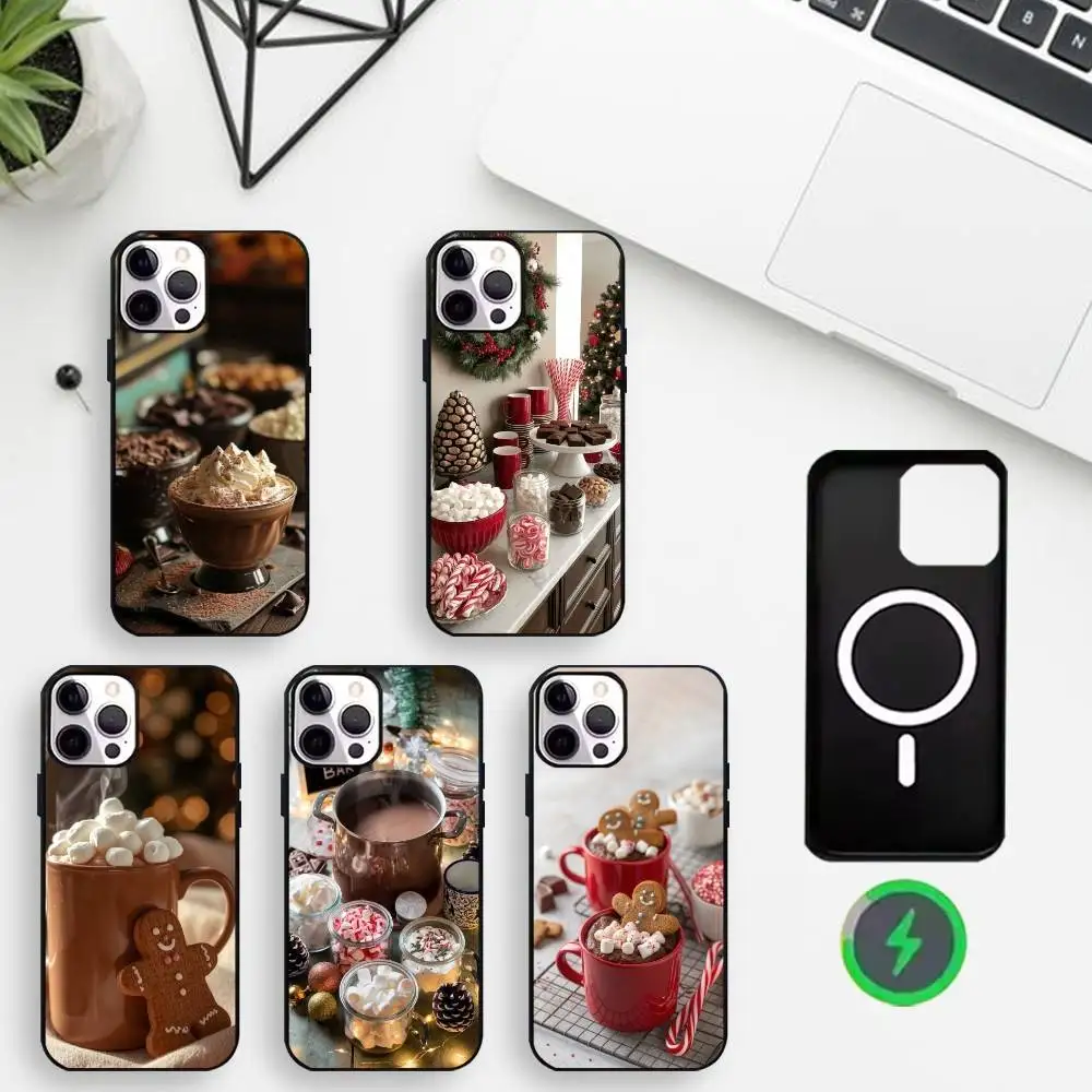 

Hot cocoa bar Phone Case For iPhone17,16,15,14,13,12,11 Max Black Wireless Charging Protecitve Cover