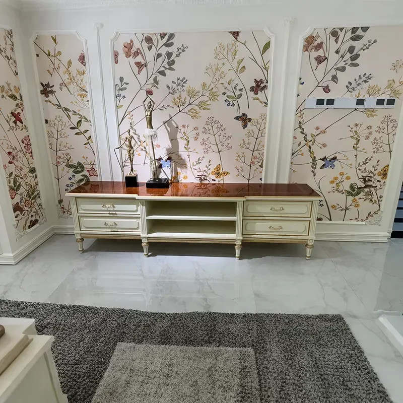 Baroque Rococo Versailles Imperial Ornate Lacquered Gilded Burl Veneer Salon Villa Living Room Entertainment Center TV Stand