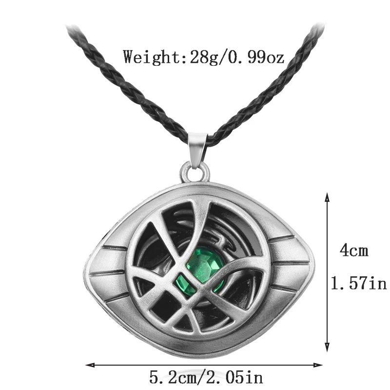 1pc Marvel Doctor Strange Necklace Avengers Eye of Agamotto Pendant Leather Chain Vintage Jewelry for Children Men Necklace