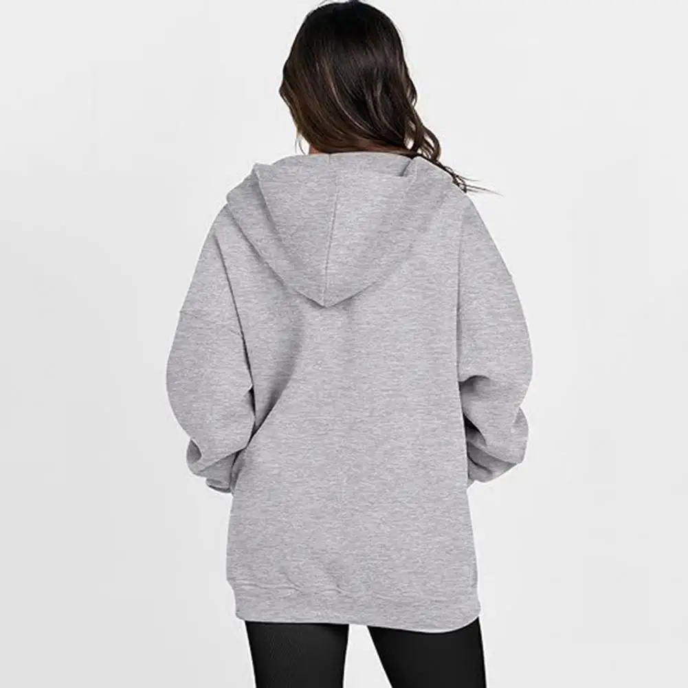 

Slimming Hooded Coat Stylish Hooded Women's Coat with Zipper Closure Thick Pockets Loose Fit for Fall Winter Outdoor Activities