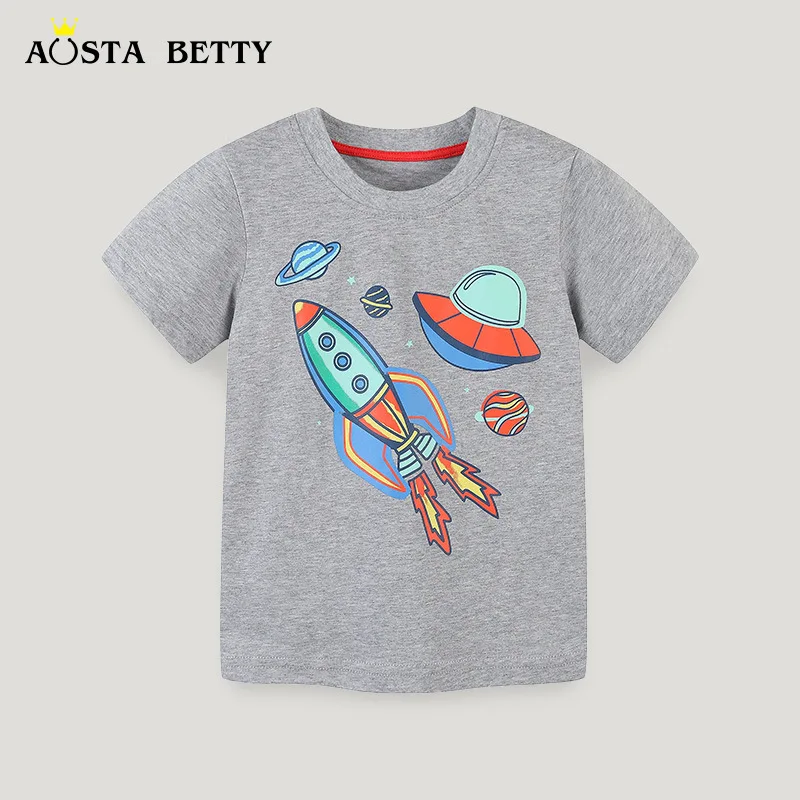 

Summer New Children's Clothing Wholesale Children Knitted Cotton Short SleeveTT-shirt Cartoon round Neck Style BoyTT shirtAosd