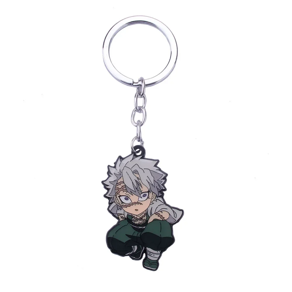 Demon Slayer Kamado Tanjirou Enamel Pendant Keychain Mens Iguro Obanai Shinazugawa Sanemi Metal Key Ring Anime Fans Cos Jewelry