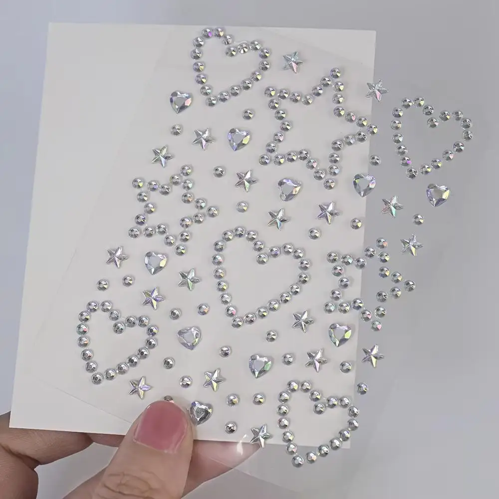 1pc 3D Star Rhinestone Eye & Face Tattoo Sticker Self Adhesive Crystal Jewel Glitter Star Stickers Party Makeup Face Fake Tattoo