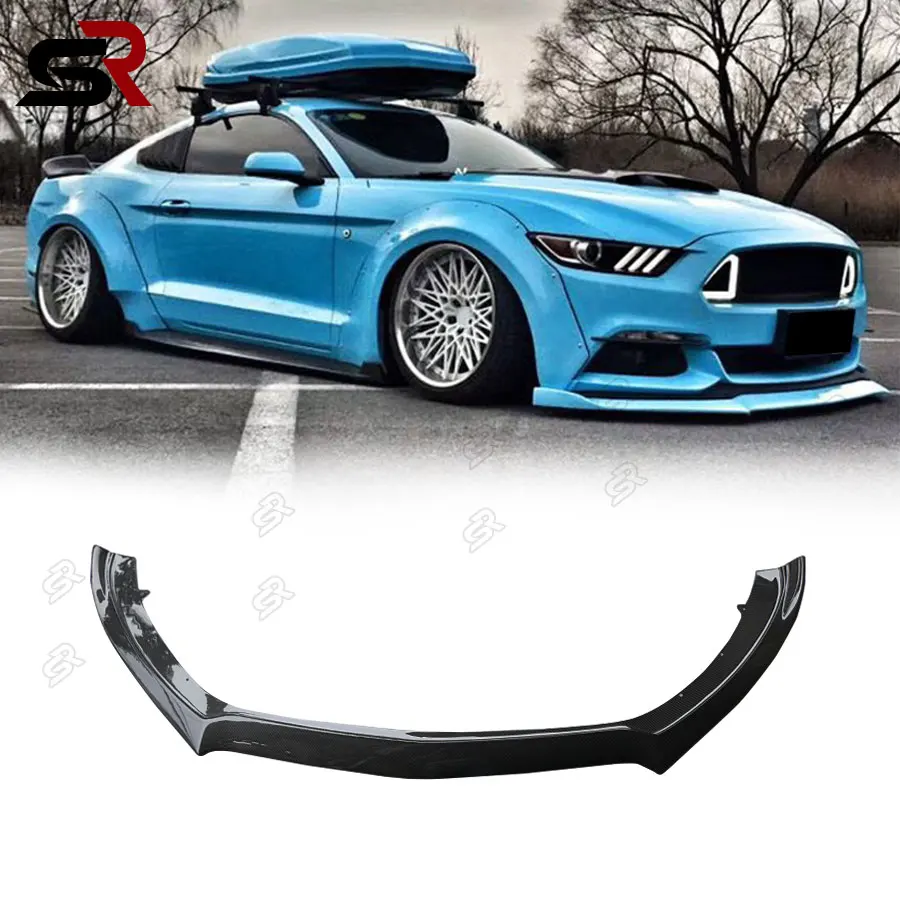 For Ford Mustang high-quality carbon fiber front lip spoiler under the shield splitter body kit upgrade auto parts 2015-2017