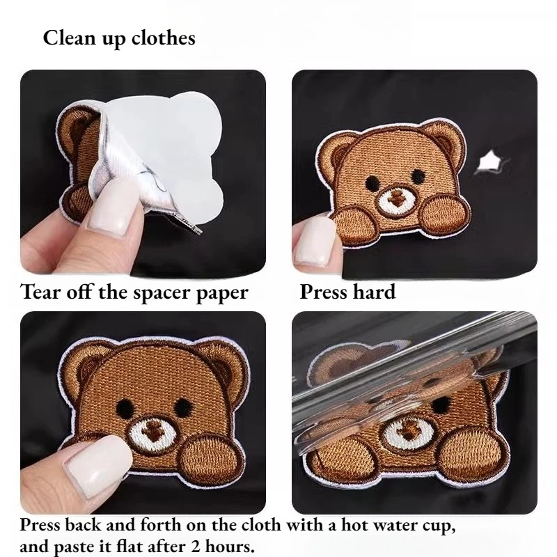لطيف الدب التصحيح ملصق ذاتية اللصق التماس خالية الملابس أسفل سترة ثقب إصلاح ثقب قطعة أثرية الكرتون الملابس صائق زين