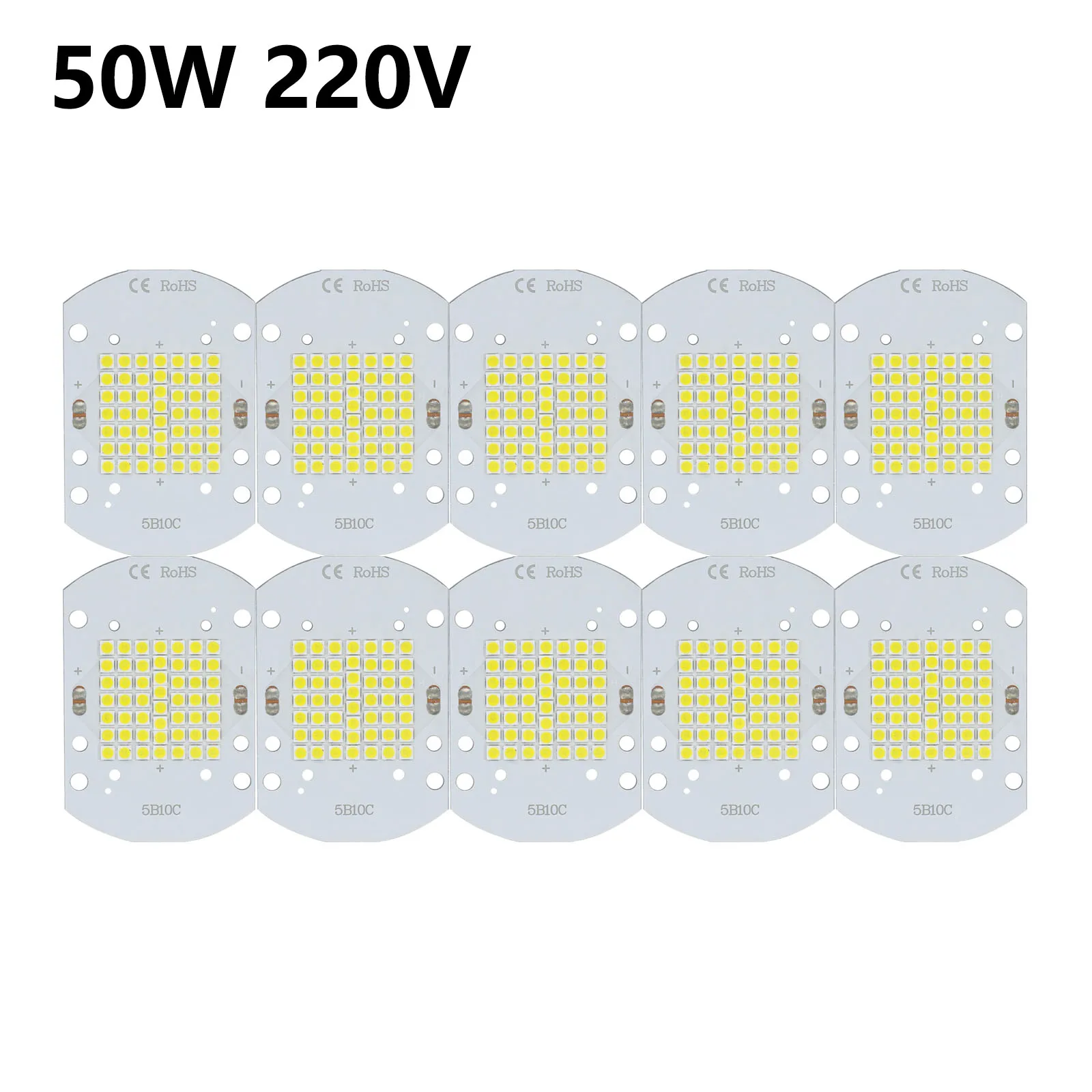 10pcsLED COB  High Power 50W CHip Bulb SMD3030 DC30-34V Lamp Lightting For Outdoor Indoor FloodLight Cold white
