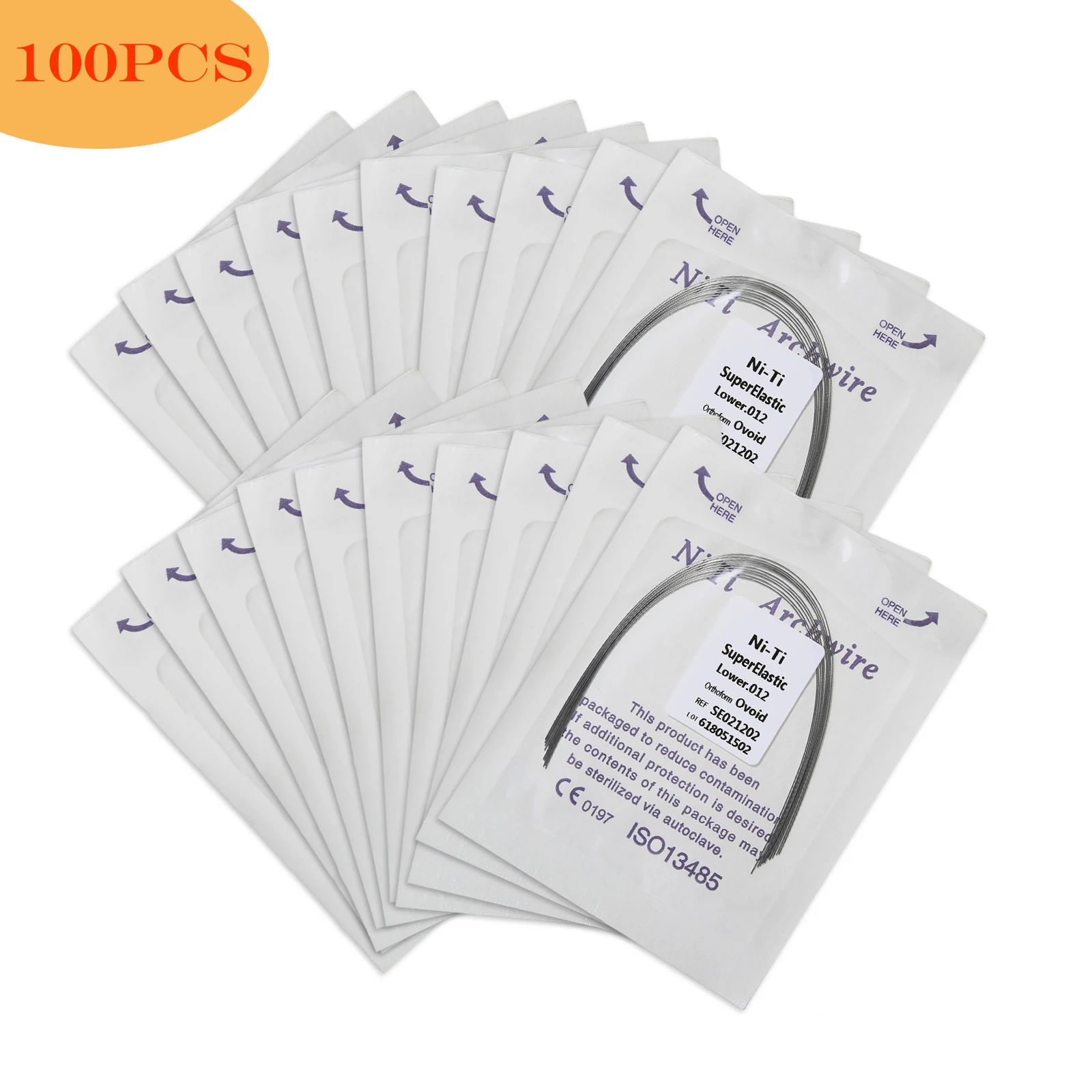 100Pcs Dental Orthodontic Arch Wires Ovoid Form Rectangular Super Elastic Niti Archwires Dentist Accessories for Ortho Braces