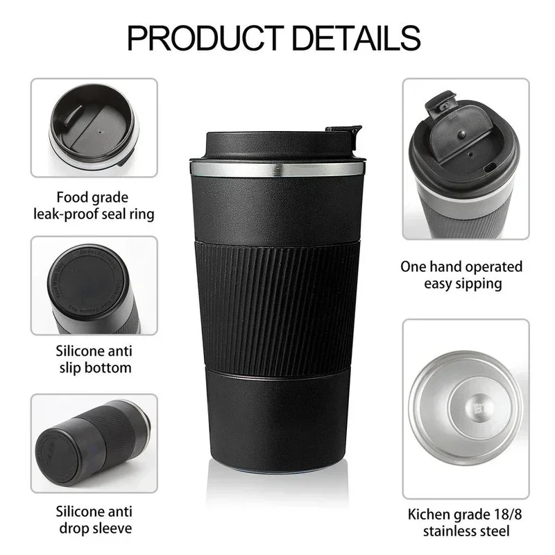 510ml Stainless Steel Coffee Cup Thermal Mug Garrafa Termica Cafe Copo Termico Caneca Non-slip Travel Car Insulated Bottle