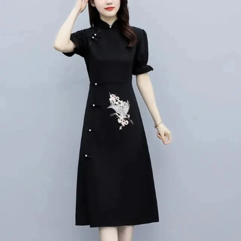 

Women's Plus Size Slim Chinese Style Long Dress 2026 Summer Modern Cheongsam Youth Skirt