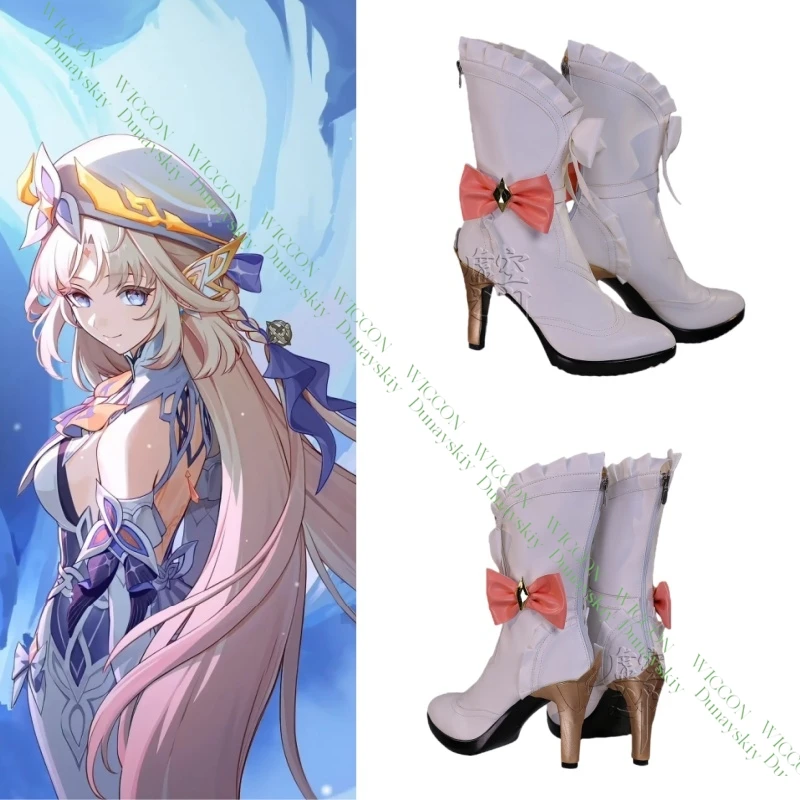 

Nicole Reeyn Cosplay Boots from Genshin Impact White PU Leather Shoes for Women Girls Festival Party