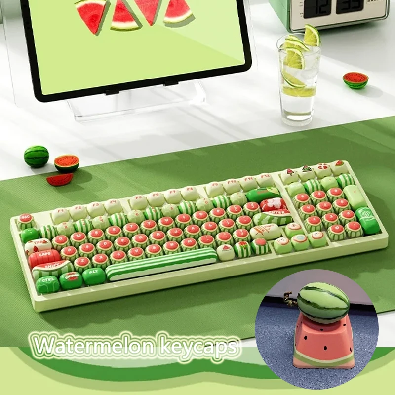 

138 Key set Keycaps MOG Height Watermelon Themed Keycaps Mechanical Keyboard Cute PC Game Accessories Girl Gift Keycaps