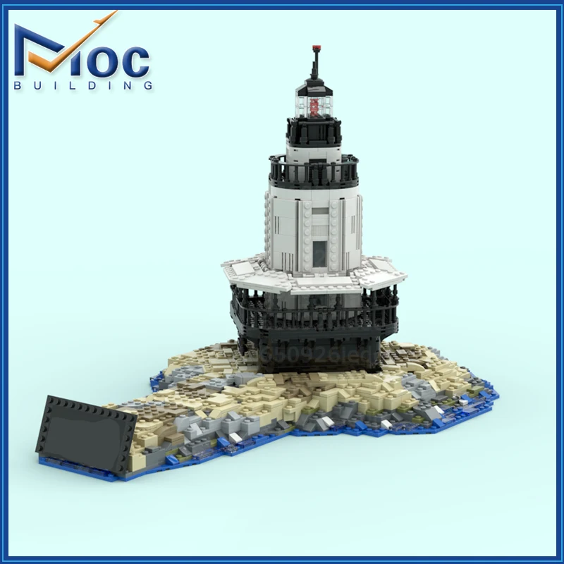 MOC Building Block Lighthouse With Base The Entrance To The Harbour Street View Bricks DIY Assembled Model Toy Holiday Gifts