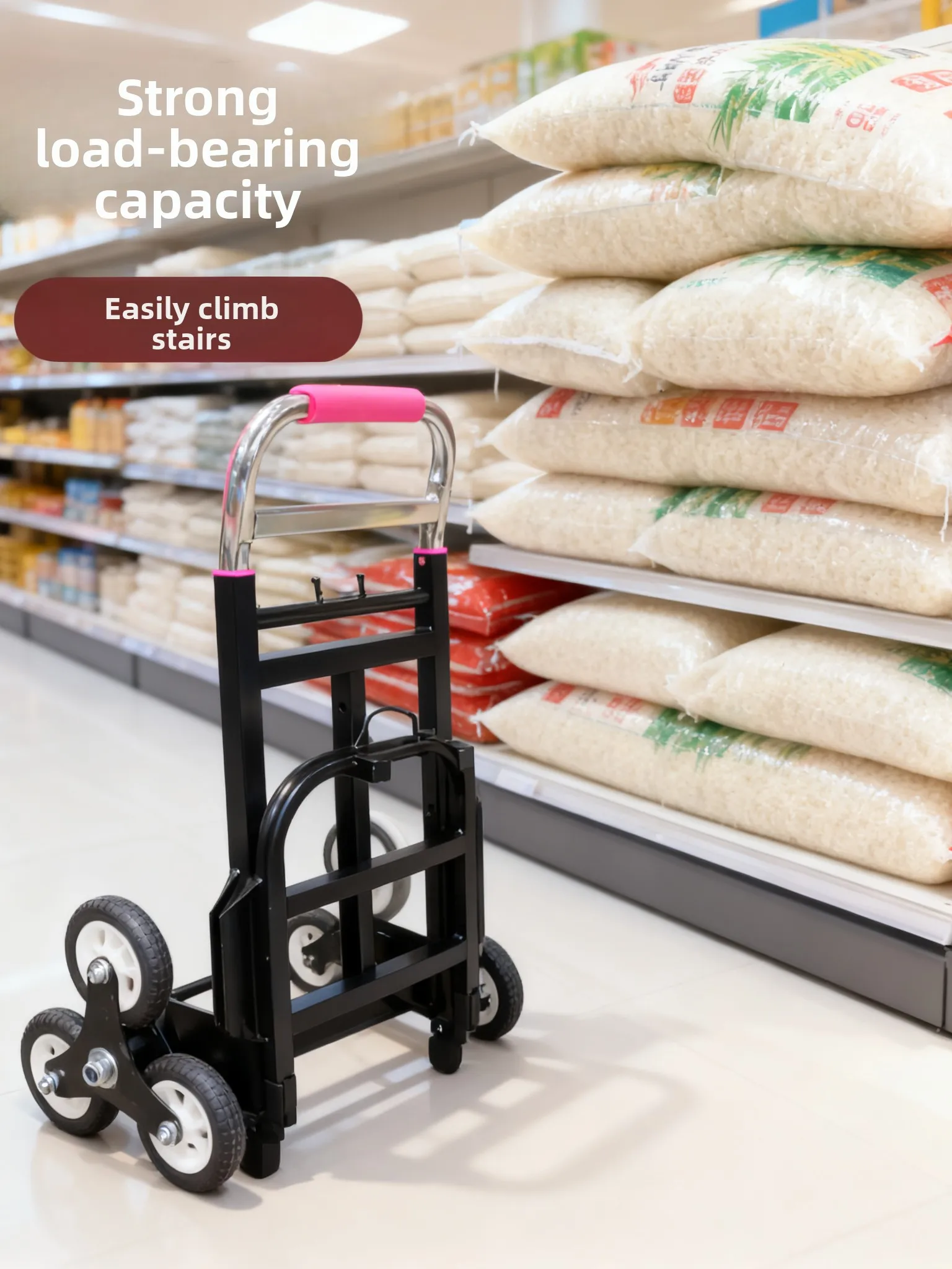 

Stainl Steel Frame Hand-Pulled Cart Rubber Climbing Wheel Stepladder Moving Tool Heavy Du Portabili op Cart