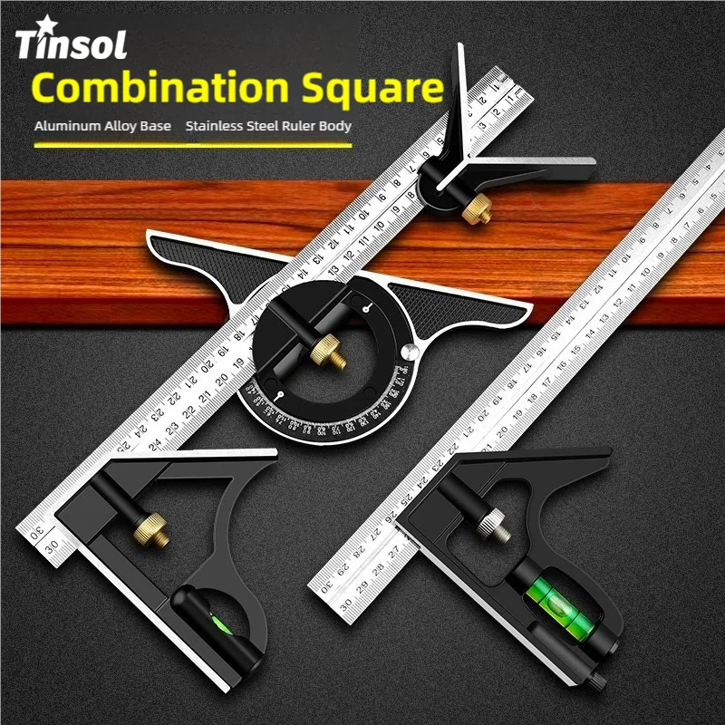 Multifunctional Combination Angle Ruler High-Precision Stainless Steel 90° Level Square Carpenter's Dedicated Protractor Tool