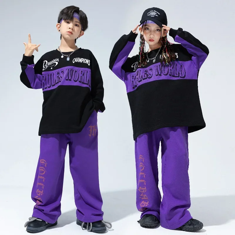 Kids Jazz Performance Kostuum Mode Pakken Hiphop Kleding Voor Jongens Meisjes Streetdance Losse Lange Mouw Tops Broek