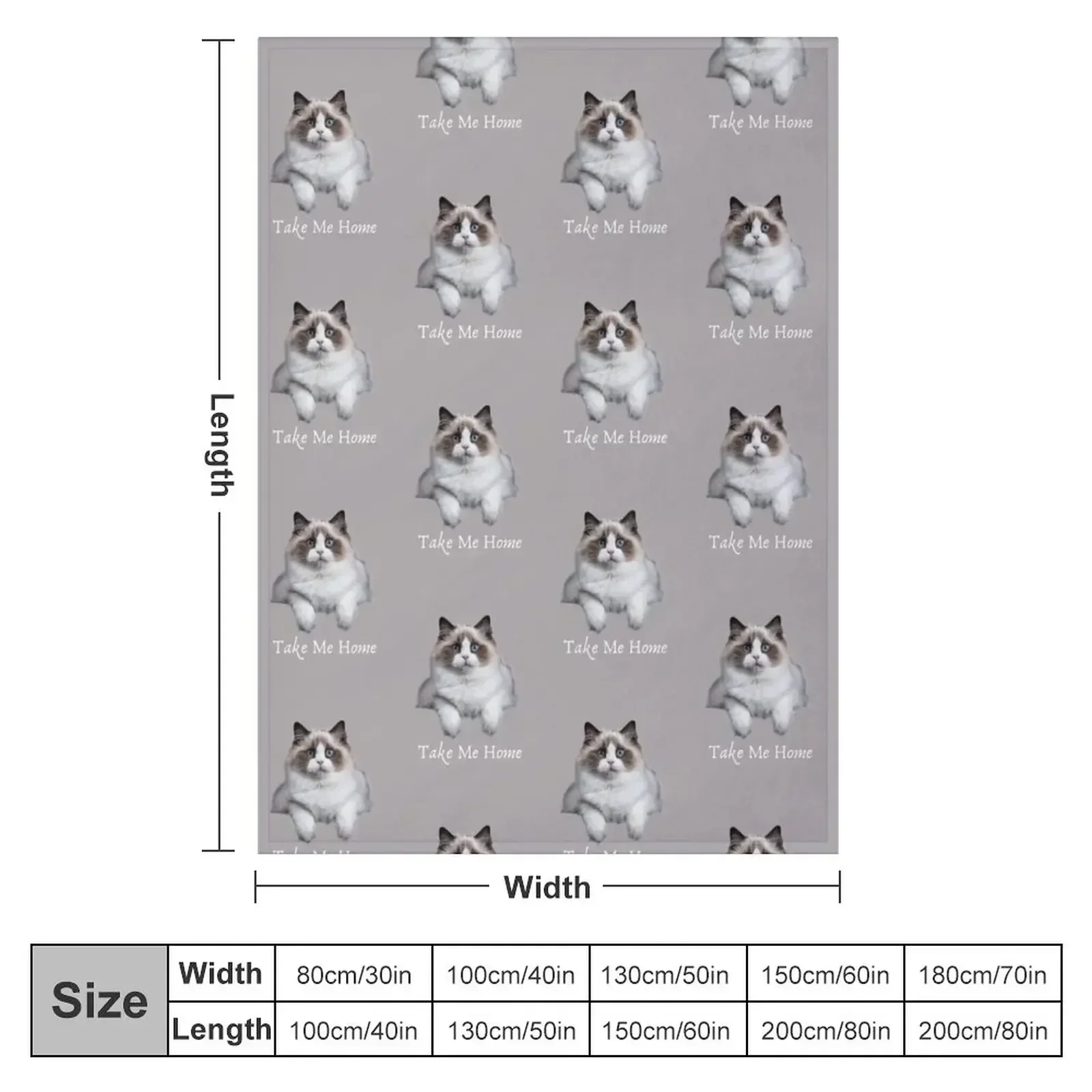 Ragdoll Cat - Take Me Home Slogan Throw Blanket warm for winter Winter beds Sofa Plush Soft Big Blankets