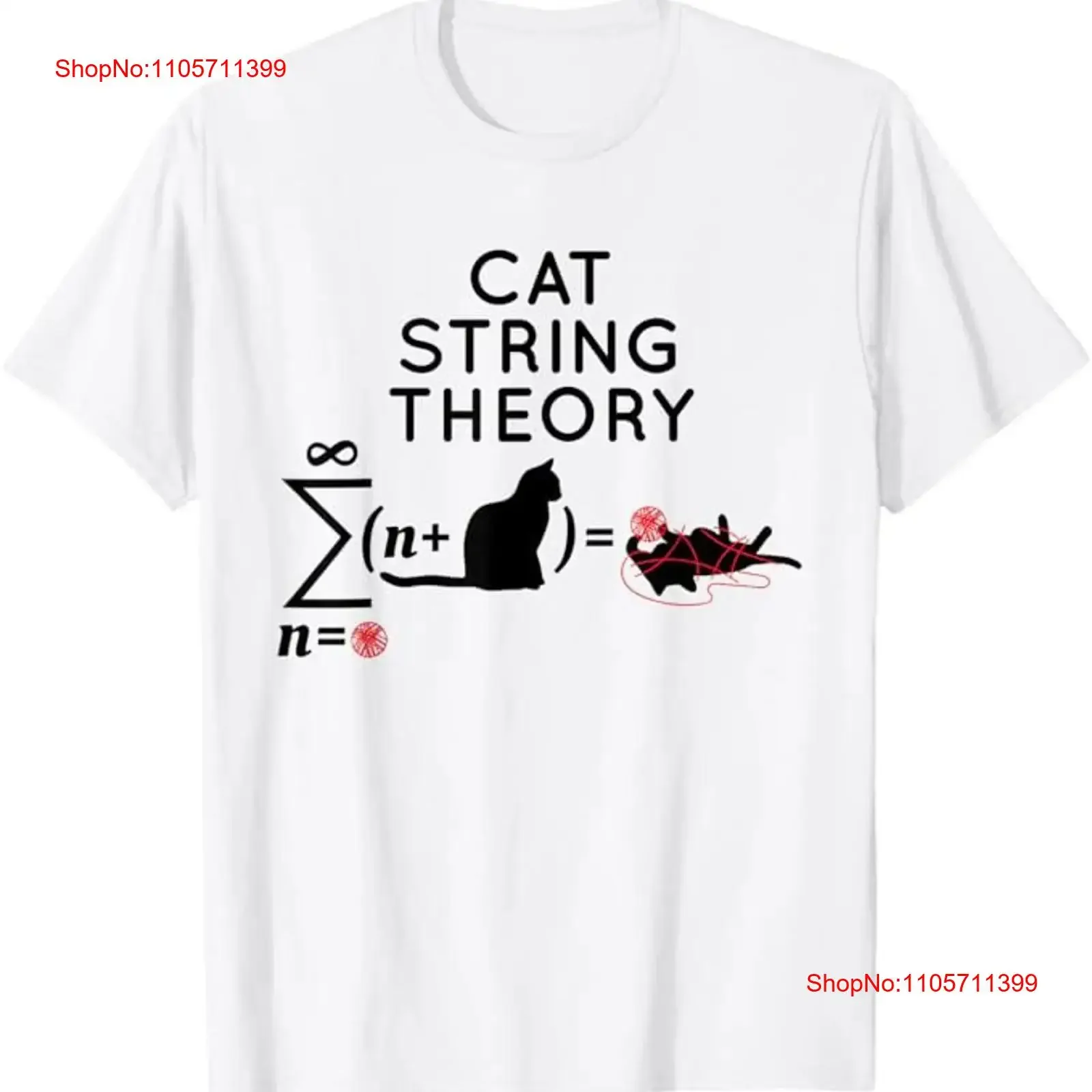 Cat String Theory Sarcastic Science Humor Funny T Shirt long or short sleeves vintage Washed streetwear designer clothes