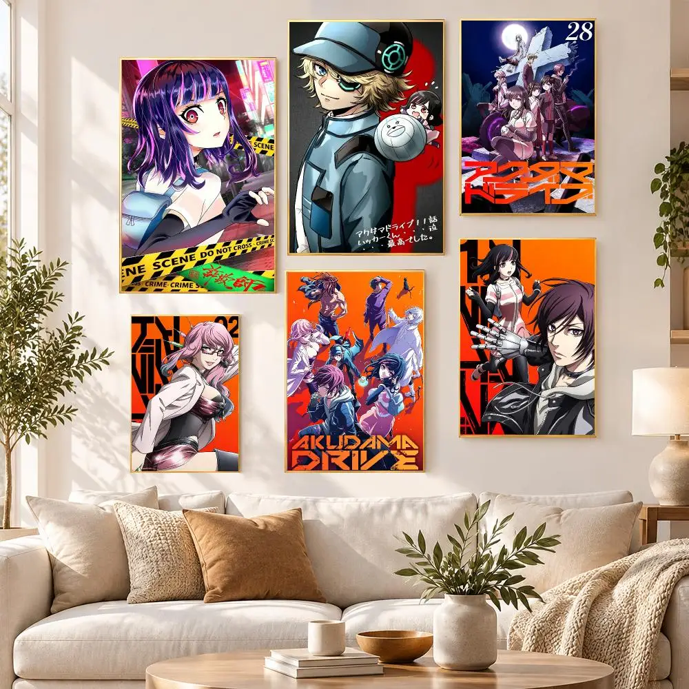 Anime Japanese Action Akudama Drive Poster PP Self Adhesive Wall Decor Aesthetic Bedroom Gaming Room Home Holiday Gift