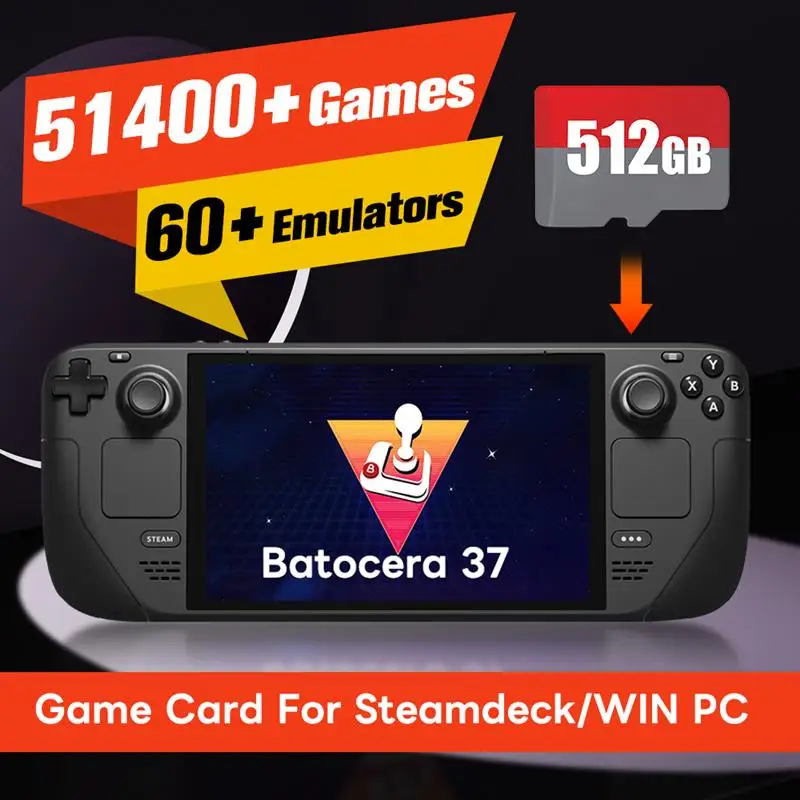 New Batocera Game Card For Steamdeck/Windows PC/WIN600 With 51400+ Games For PS3/PS2/PS1/PSP/Gamecube/Sega Saturn/MAME/3DO