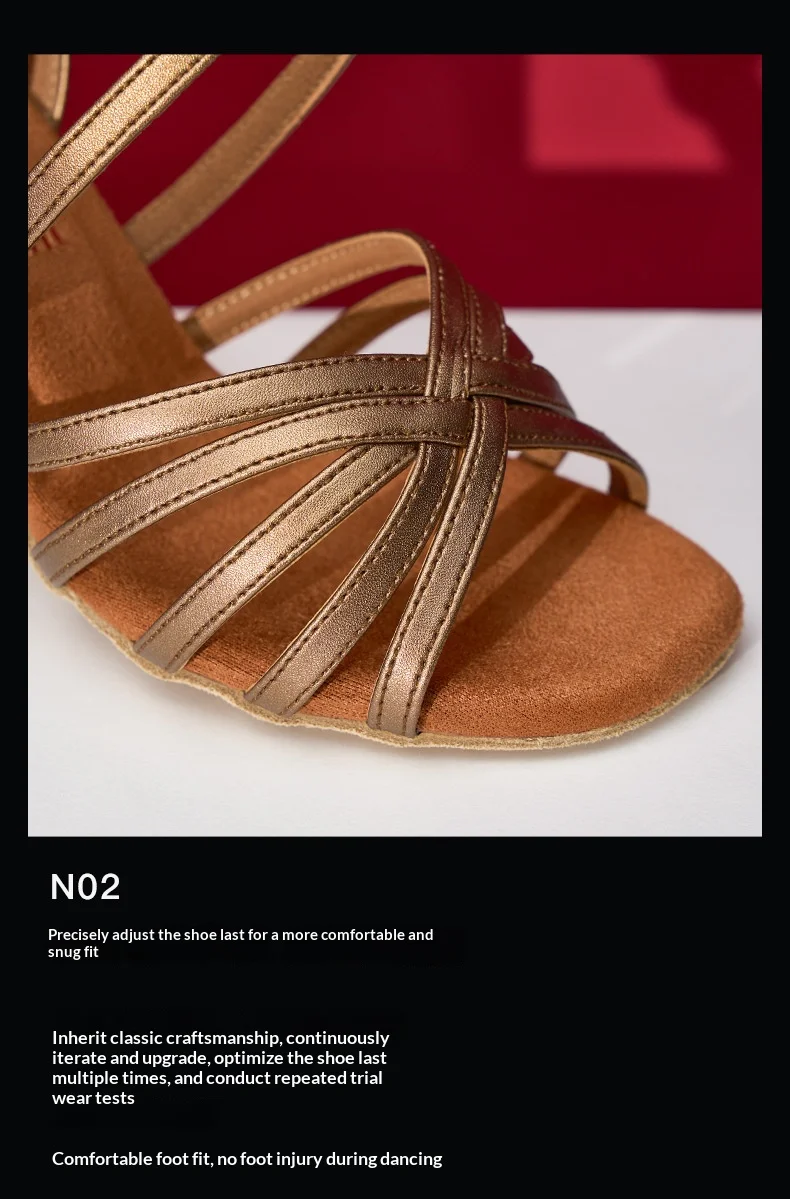 Women‘s Heel Latin Dance Shoes Flare/Cone Heel - Flexible Suede Sole for Ballroom, Cha Cha, Salsa|Practice & Performance image 4