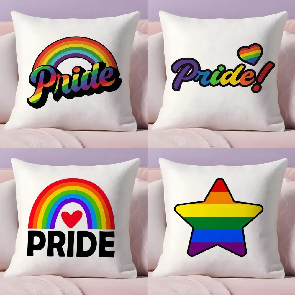 

Pride Month Heart Cushion Cover Plush Fabric Soft Double-Sided Printed Sofa Warm Winter Home Gift Pillow Case