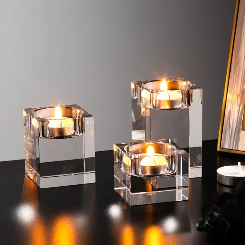 

Stylish Crystal Glass Candle Holder for Romantic Dinner Table Setting Romantic Candlelight Dinner