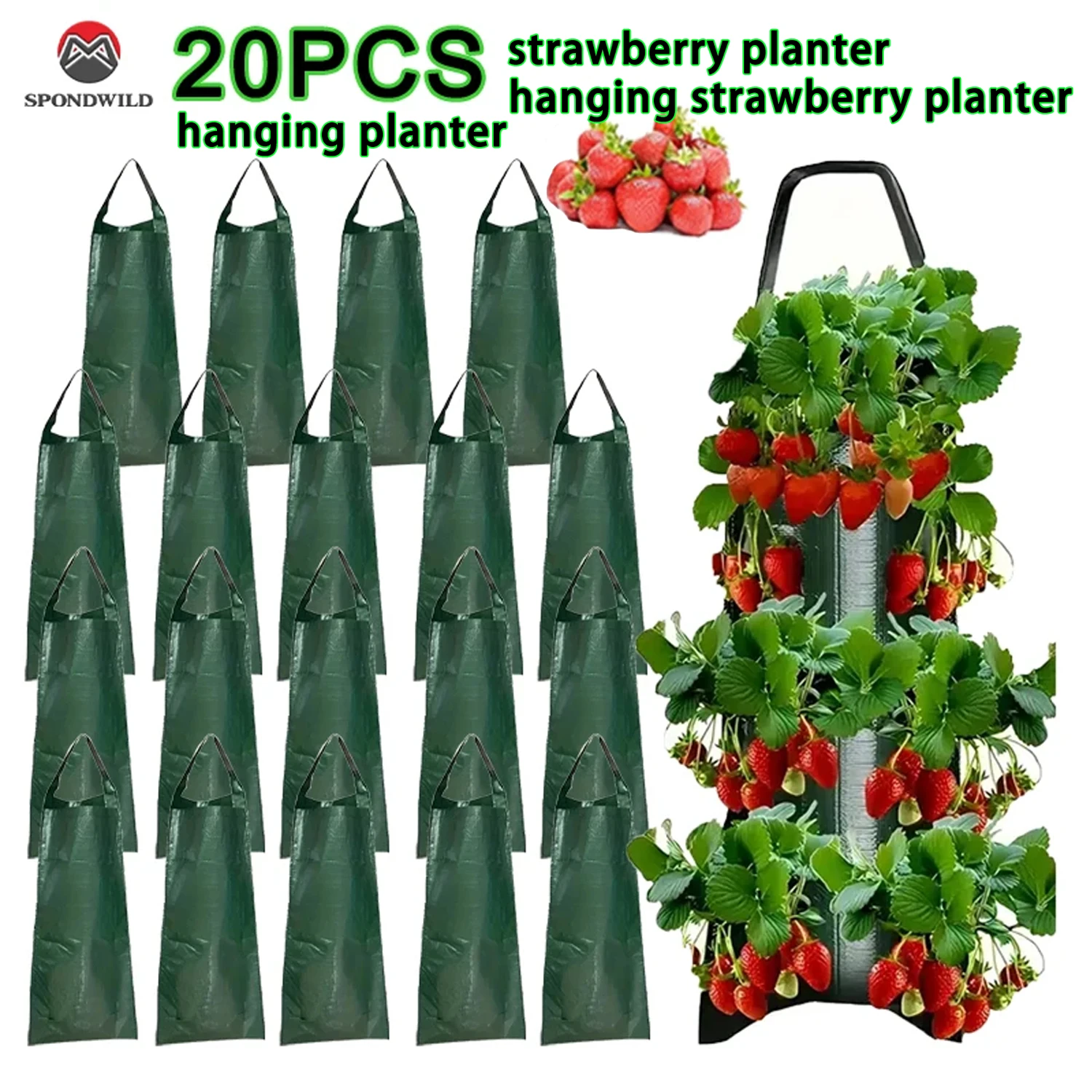 Hanging Strawberry Planter hanging planter, Vertical Garden Bag for Balcony, Durable Outdoor Indoor Grow Bag
