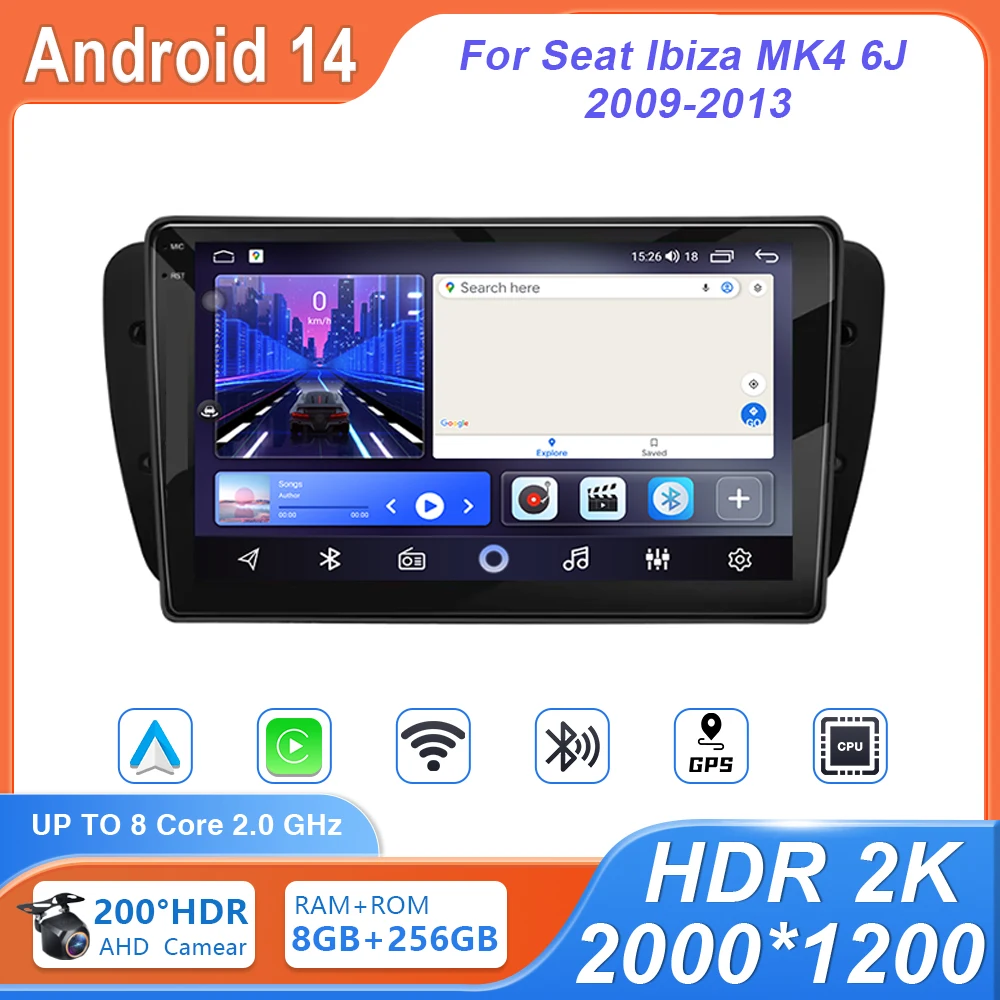 

Screen Android Auto Navigation GPS Auto Radio Video Stereo For Seat Ibiza MK4 6J 2009-2013 Multimedia Carplay Android Aauto 4G
