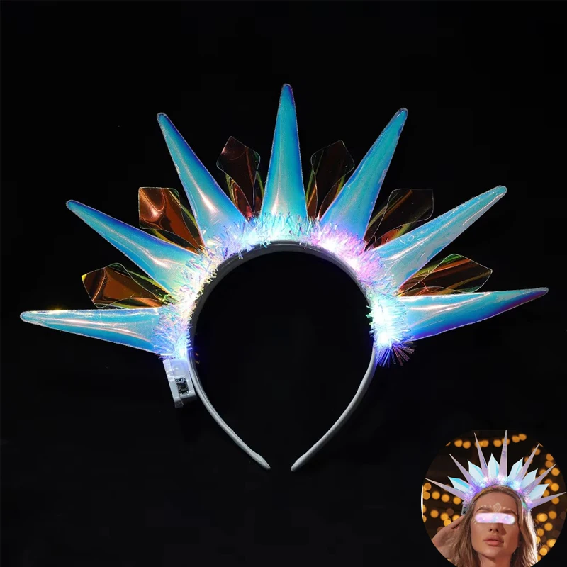 

Light Up Headband LED Crown Headbands Goddess of Liberty Hair Band Party Nightclub Rave Hair Accessories for Women and Girls