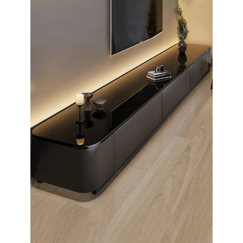 

2025 new light luxury TV cabinet floor cabinet living room home black high-end small apartment