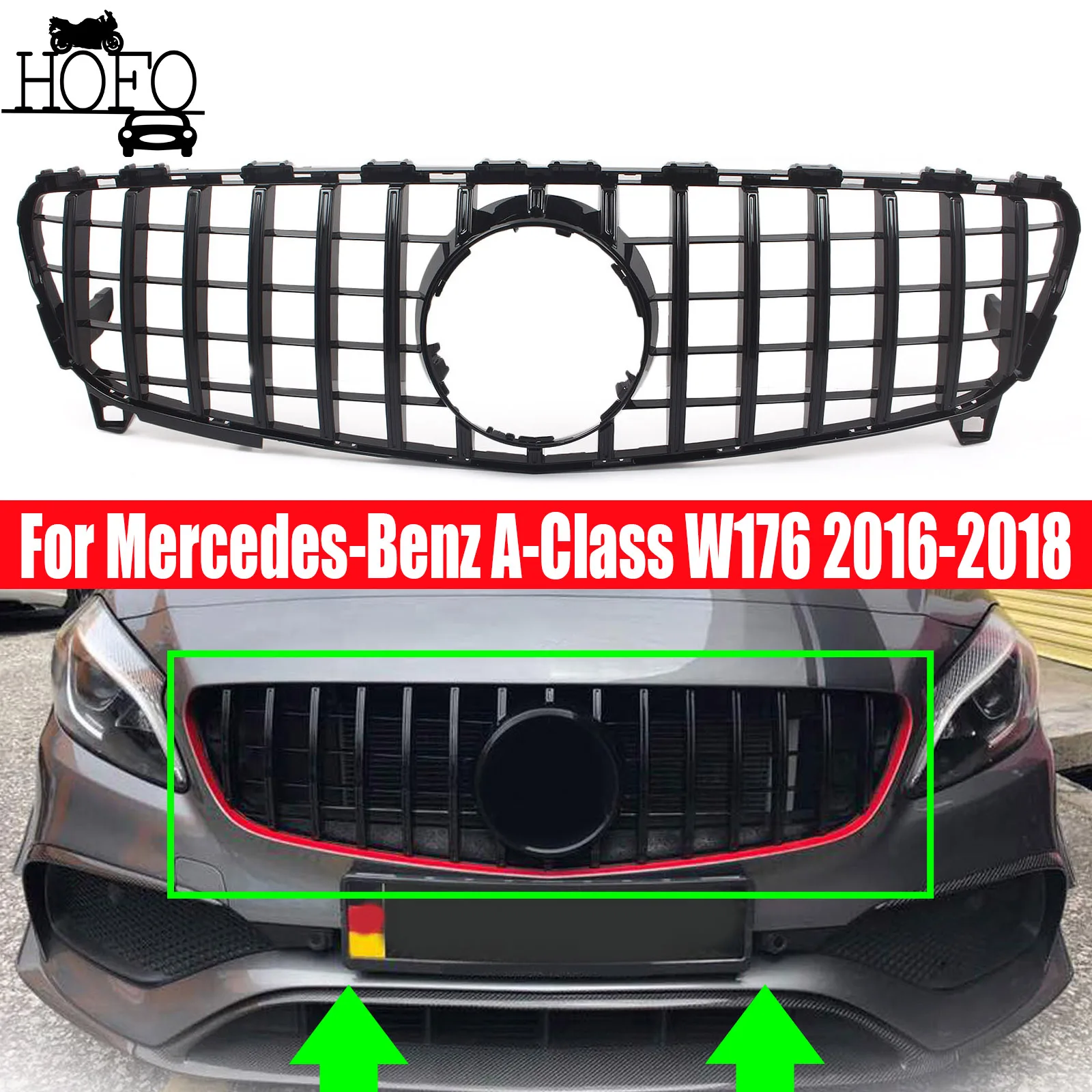 

Front Inlet Grille Bumper Grill For Mercedes-Benz A-Class W176 2016-2018 2017 Grid Tuning Accessories