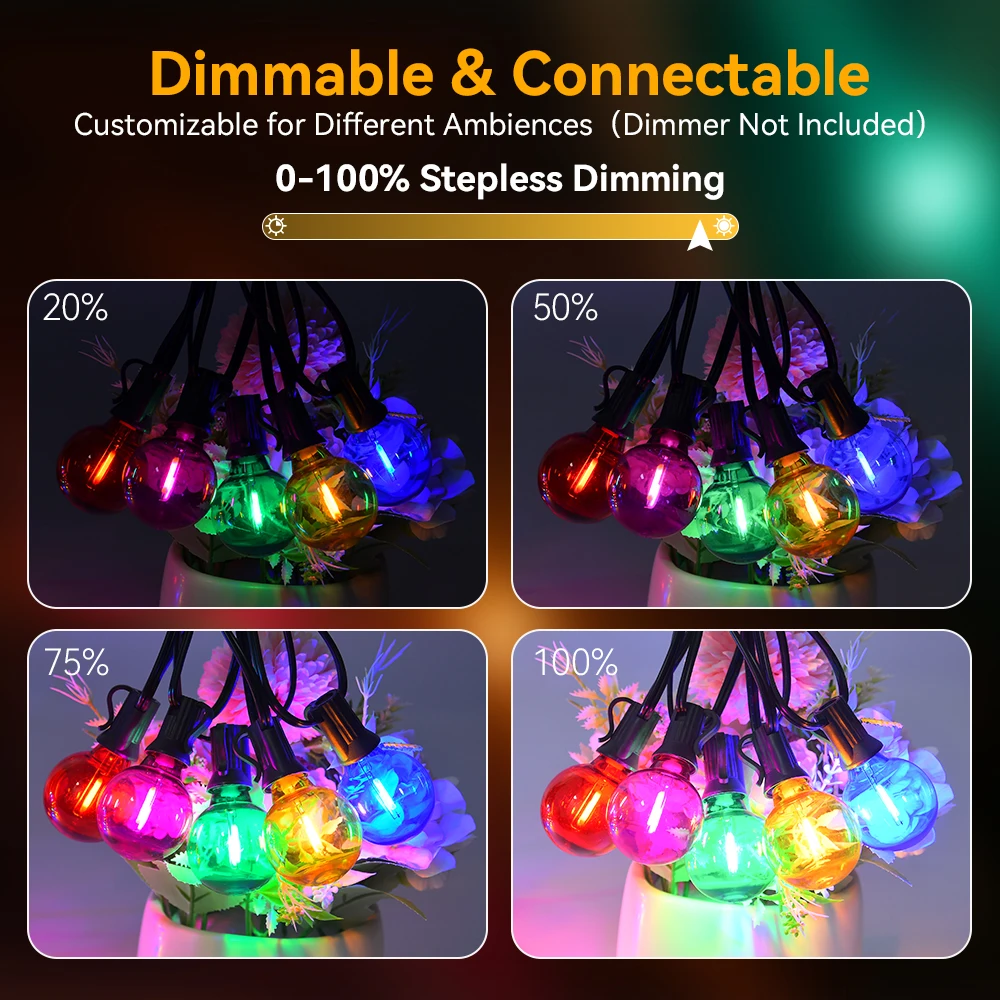 Holiday Lighting Colorful LED String Light G40 Globe Lights String US 110V Street Garland Connectable RGB Christmas Light Decora