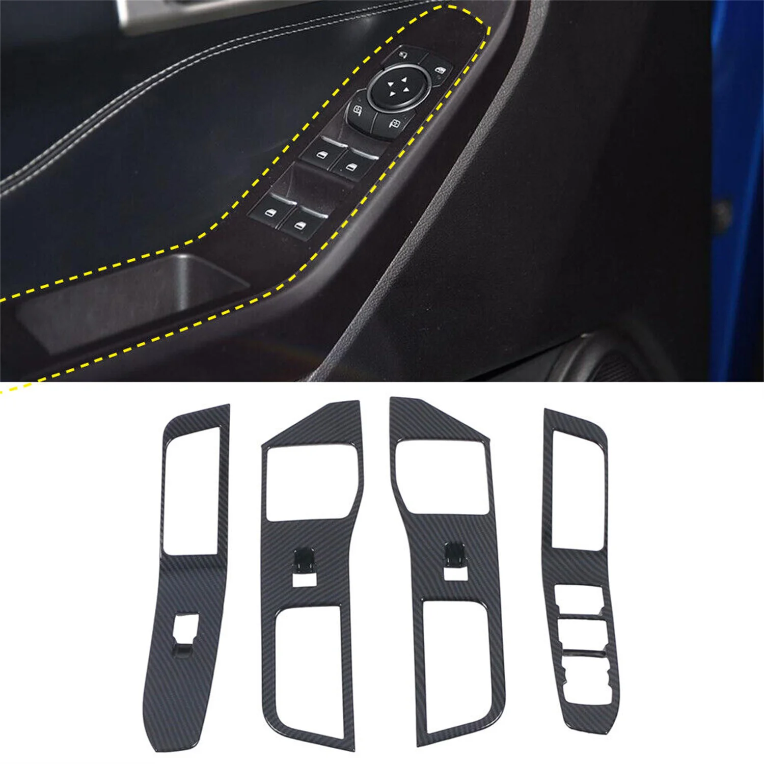 LHD!!! Carbon Fiber Black Interior Kit Cover Decor Trims ABS Car Accessories 25pcs for Ford Explorer 2020 2021 2022 2023