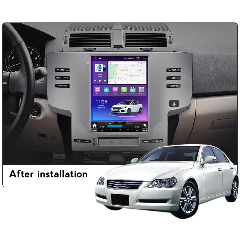 Tesla Style Screen Car Radio For Toyota Mark X Reiz 2005-2009 Multimedia Player Car Intelligent System For Carplay Android Auto