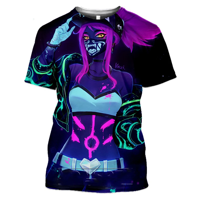 League Of Legends 3D Printed Sexy Akali Men T-shirt Women Fashion T Shirt LOL Game Character Psychedelic T Shirt Breathable Tops