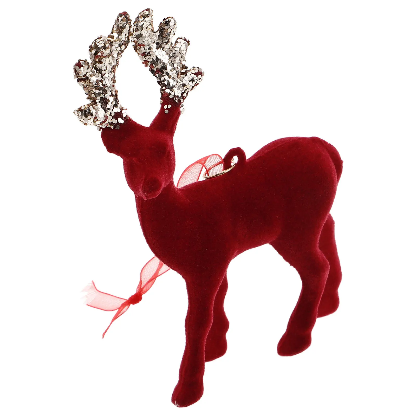 

Flocking Reindeer Tabletop Decor Christmas Elk Ornament Lifelike Design Portable Lightweight Festive Home Decoration