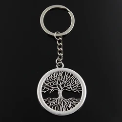 Fashion Keychain 47x42mm Peace World Tree Silver Color Pendants DIY Men Jewelry Car Key Chain Ring Holder Souvenir For Gift