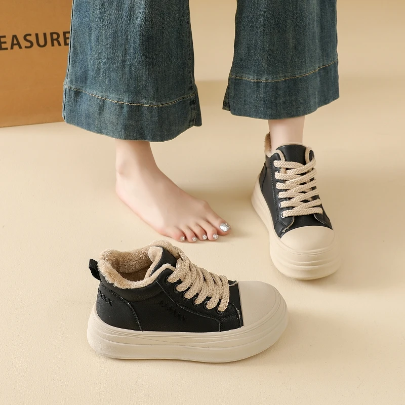 أحذية ثلج، أحذية رياضية مبطنة بالقطن مع صوف للدفء، أحذية نسائية كاجوال للاستخدام الخارجي، XQ-T2686