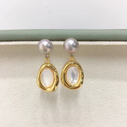 ZHBORUINI 2024 Natural Freshwater Pearl Earrings with High Quality Seashell and Dynamic Pearl Earrings S925 Pure Silver Needle