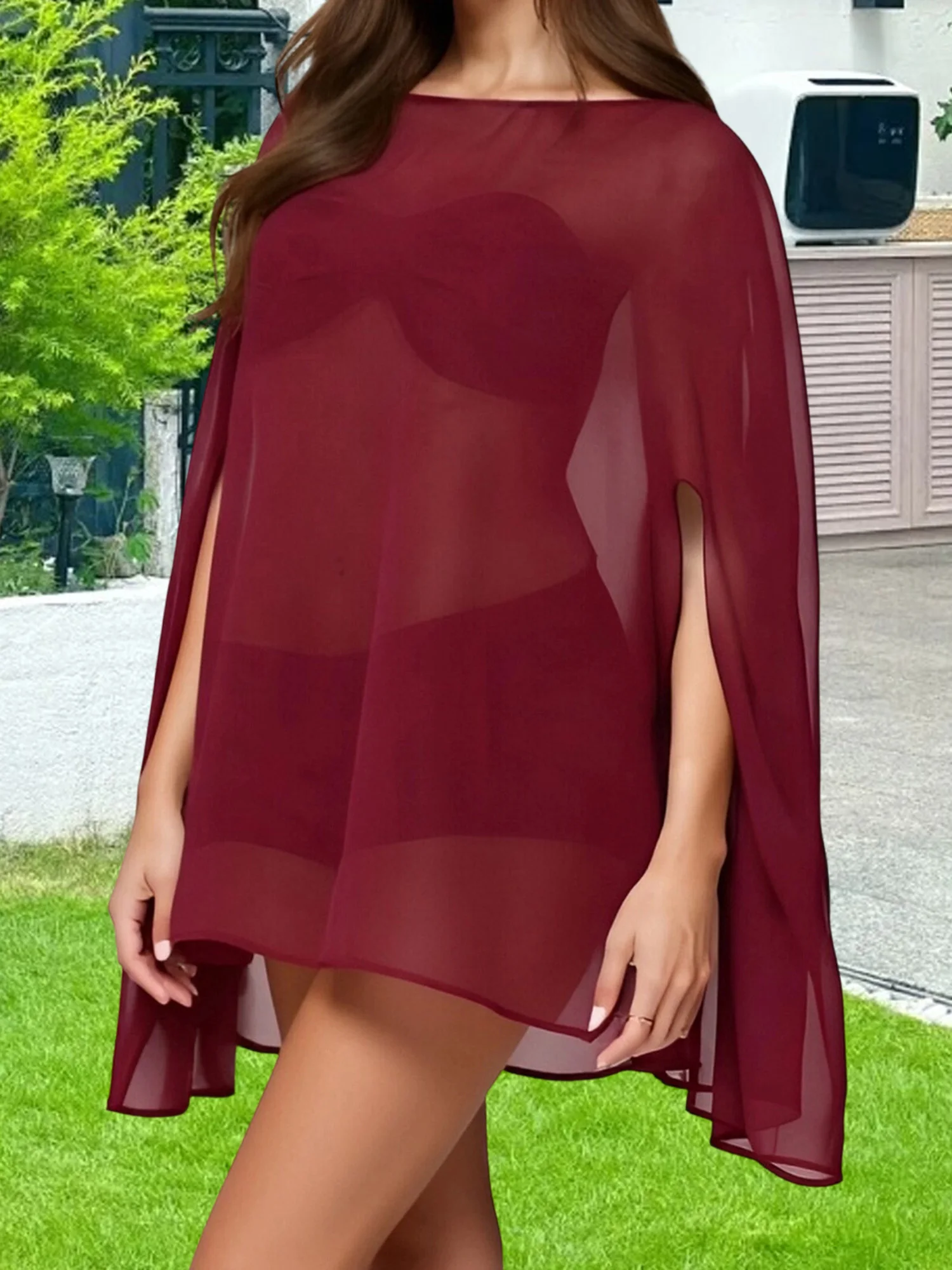 المرأة المعطف Batwing كم شير قمم الصلبة فضفاض الخريف قمم كلوبوير للحزب #4