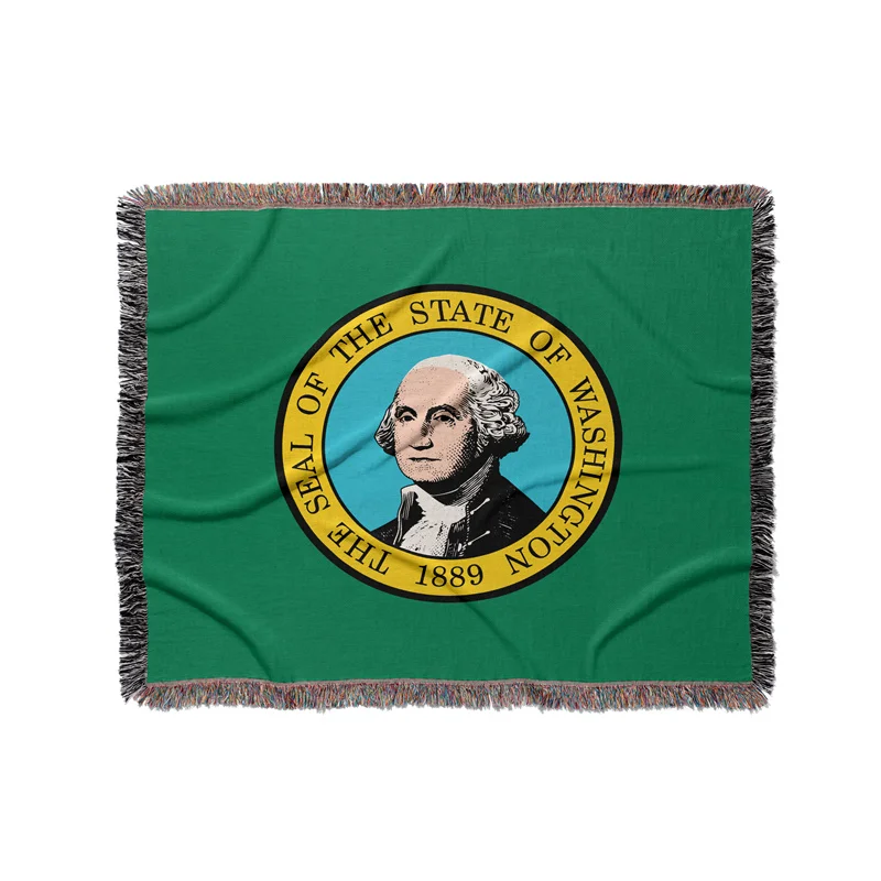 Gaslight Gatekeep Girlboss Washington United States of America Jacquard Fringed Woven Throw Blanket