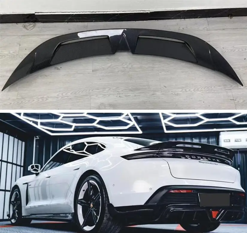 

REAL FORGED CARBON FIBER REAR WING TRUNK LIP TAIL SPOILER FOR Porsche Taycan 2019 2020 2021 2022 2023