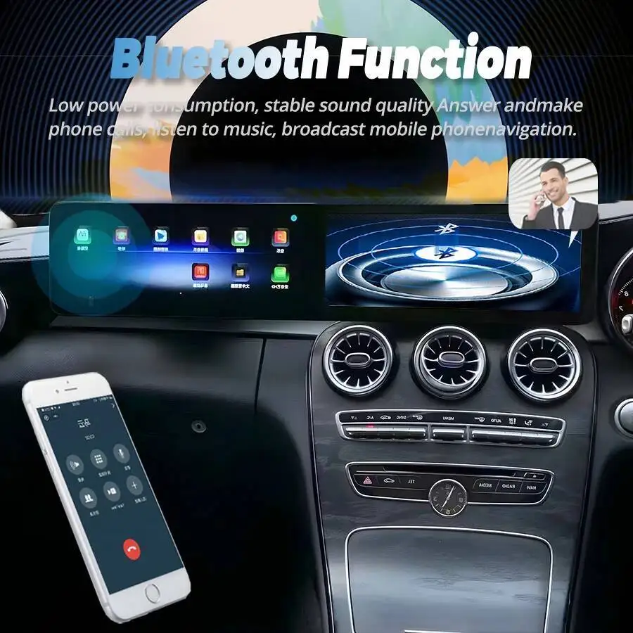 القيادة باليد اليمنى لمرسيدس بنز C الفئة W205 Glc X253 C180 C200 C220 C300 C350 2016-2022 شاشة مزدوجة أندرويد Carplay GPS