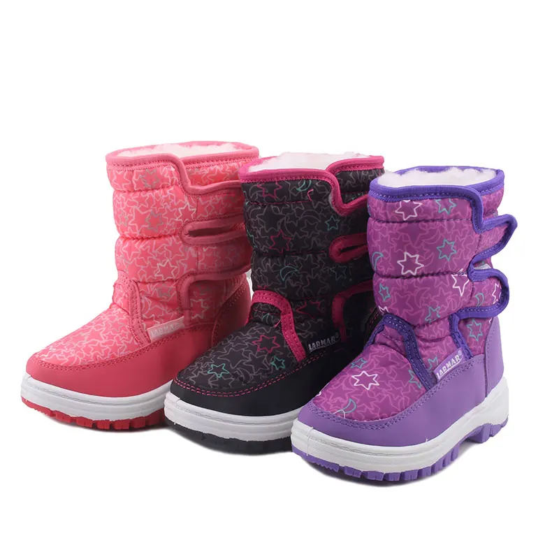 Botas de nieve impermeables para niños y niñas, zapatos cálidos de lana Real 80%, para mantener el calor a-80 grados, Invierno