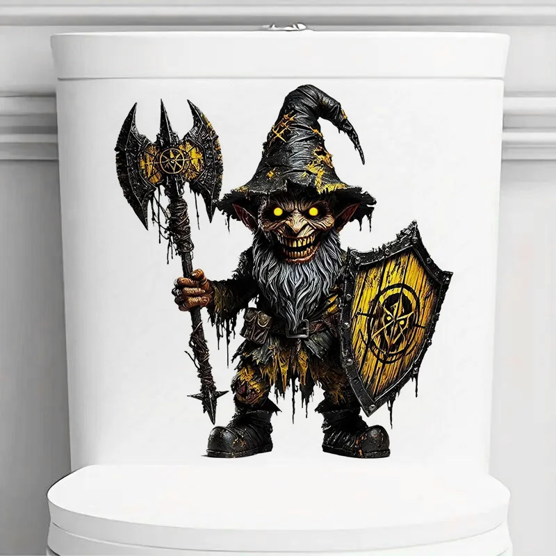 Horror Gnome Self-Adhesive Wall Decal - Removable, Reusable PVC Sticker for Kitchen & Living Room Decor