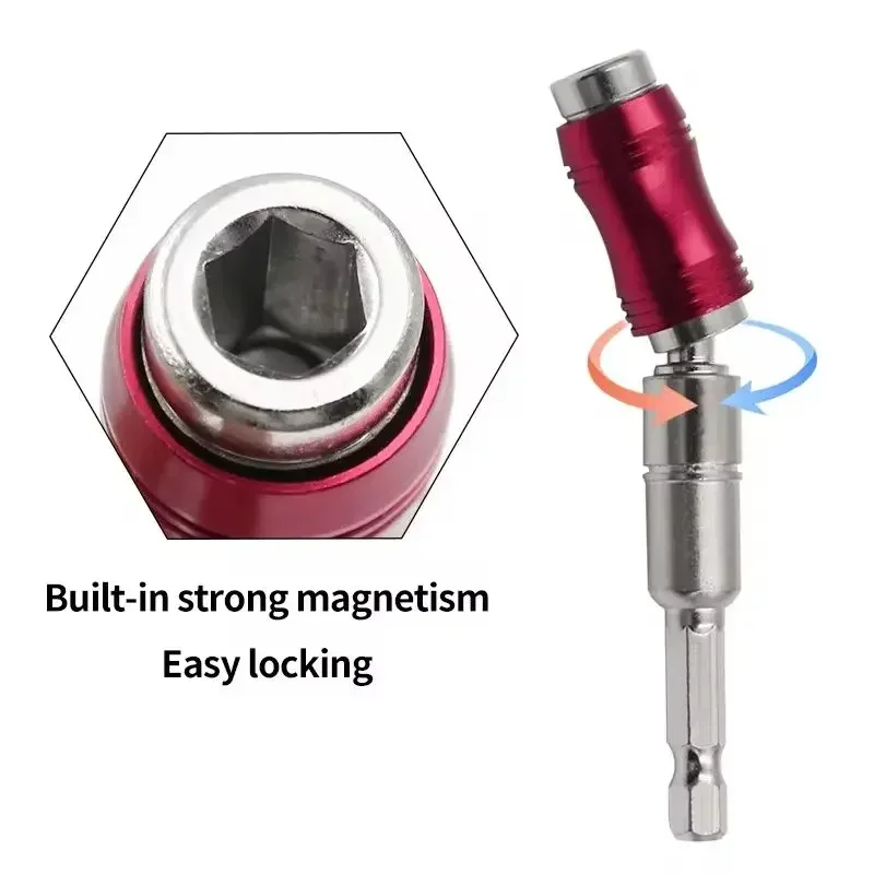 Magnetic Swiveling Drill Tip Holder 1/4 Inch Hex Head Extension Rod Electric Screwdriver Adapter Quick Release Pivoting Screwd