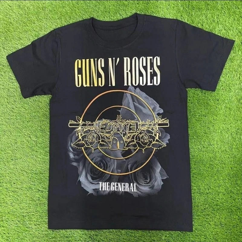 

Motorcycle Gun N Roses The General Use Your Illusion II Rock Band Shirts High-Quality Rockers Tshirt Fender Ibanez Gibson Guitar