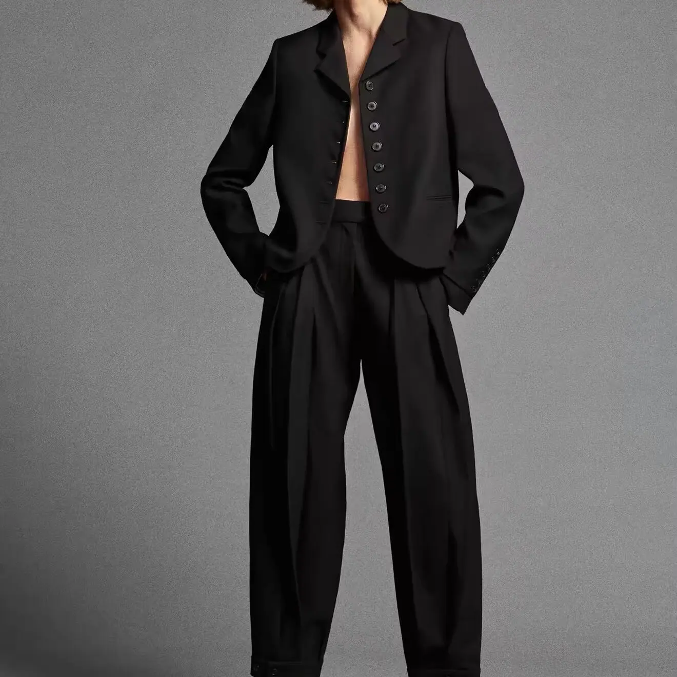Early Autumn New Women's Fashion Suit Jacket Casual Pants Button Decorated ZR Style Long Sleeve Polyester Fiber Workwear