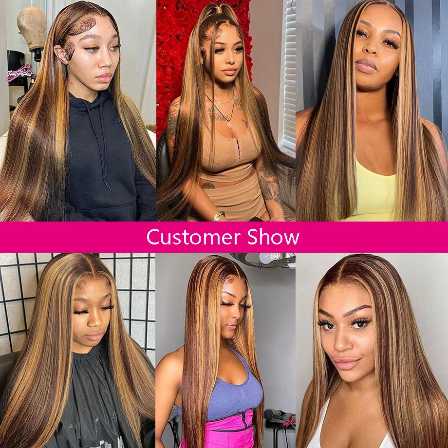 Evidenziare Parrucca Capelli Umani 13x4 13x6 Dritto HD Parrucca Frontale Del Merletto Bionda Ombre Hd Anteriore Del Merletto Dei Capelli Umani Wgs Per Le Donne Capelli Colorati